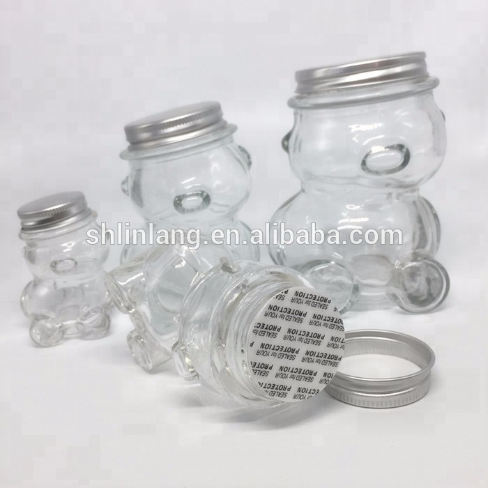 Hot Sale for Sauce Glass Bottle - 9 oz Honey Bear Shaped Glass Jar Glass Bottle With Black White Gold Metal Lid 7oz 6oz 5oz 4oz 3oz 2oz 1oz – Linlang