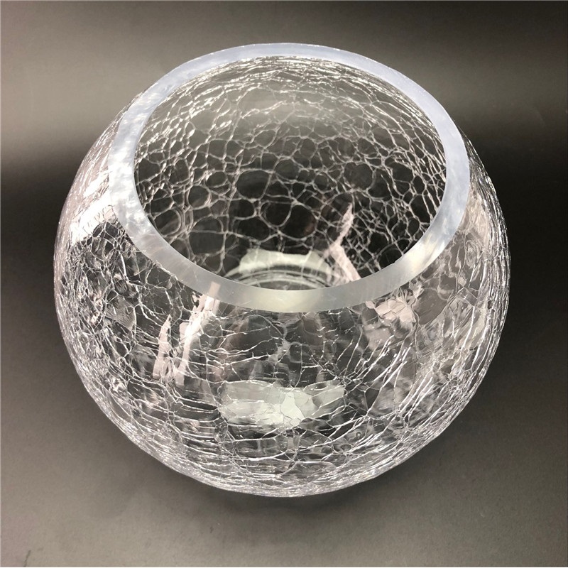 Shanghai Linlang Wholesale Crackle Glass Candle Holder Round Clear Glass Candle Holder