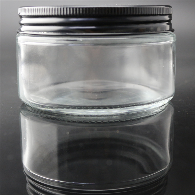 New aluminium cap jar  direct sale good end glass jar with black lid