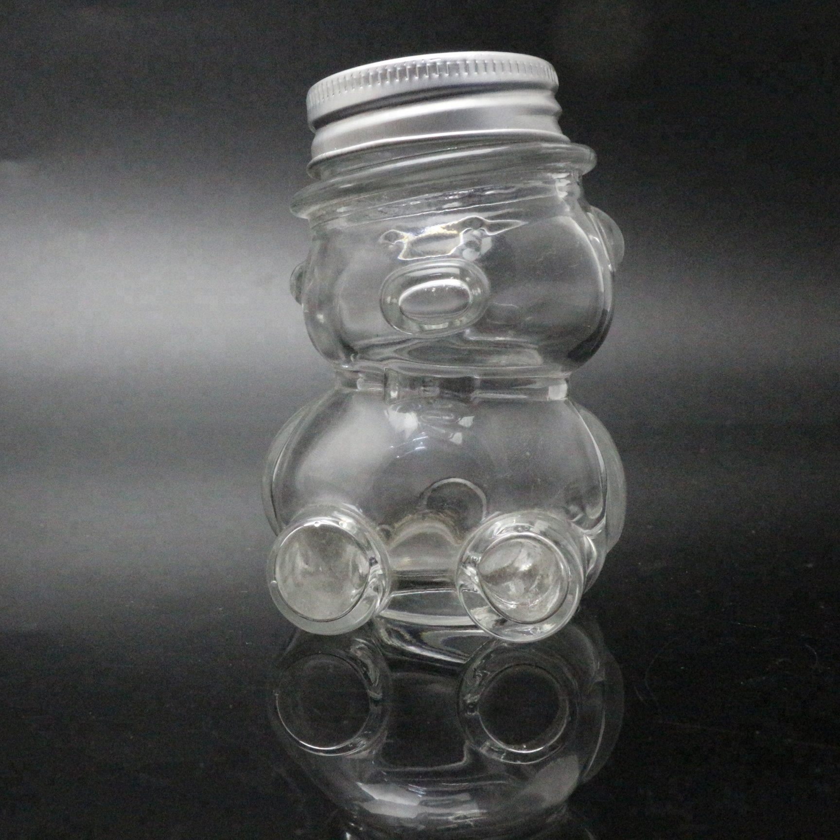 Free sample for 250ml Clear Plastic Bottle - Premium Vials 9 Ounce Glass Bear Jar For Honey Favors With Silver Lids – Linlang