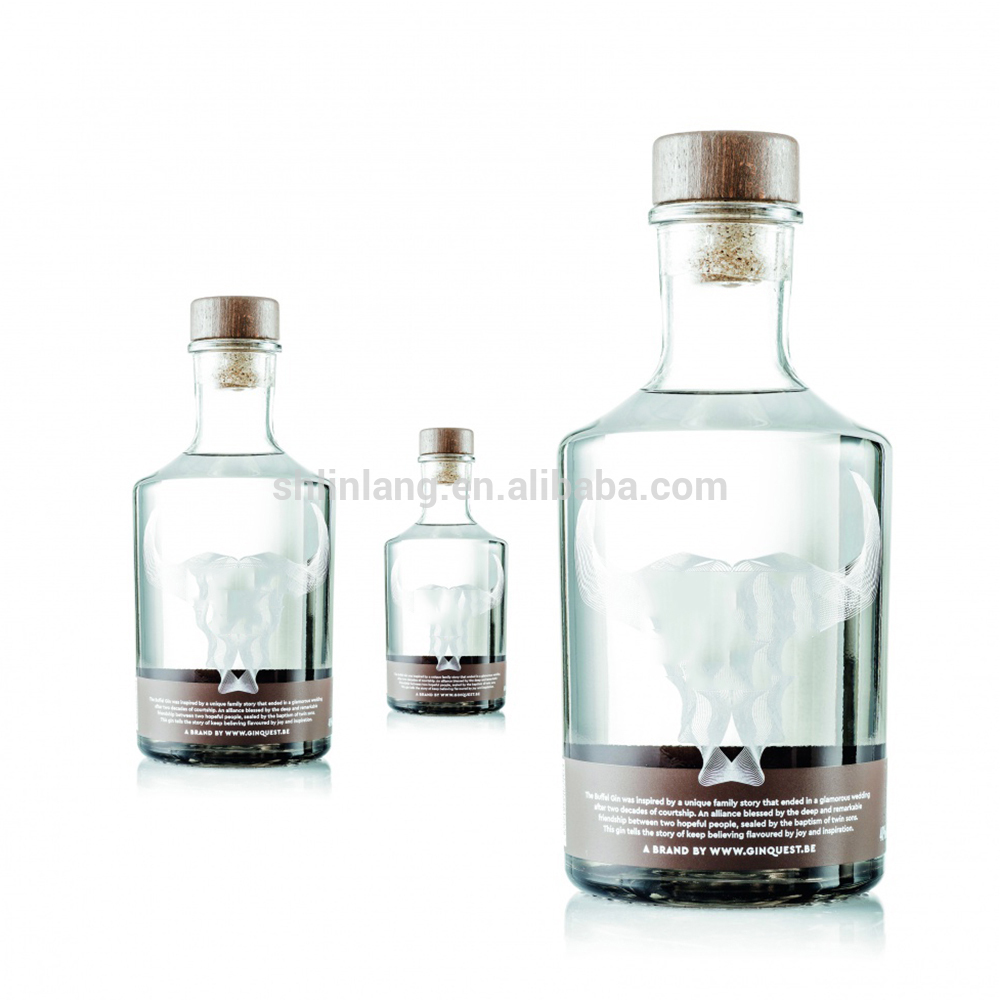 上海linlang透明なトップグレードの品質をクリア75clガラス材料ジンボトル