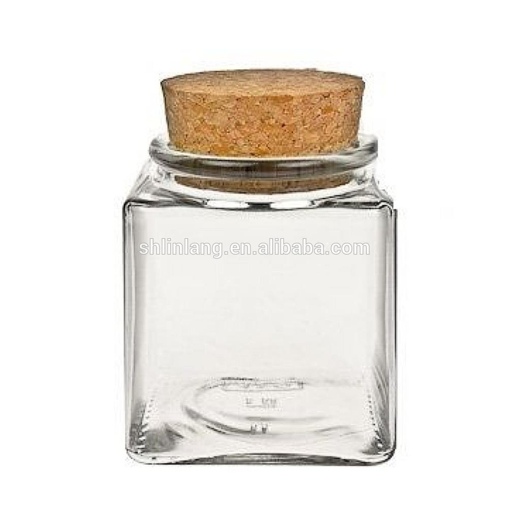 Linlang shanghai factory sale glassware products glass spice jar wood lid