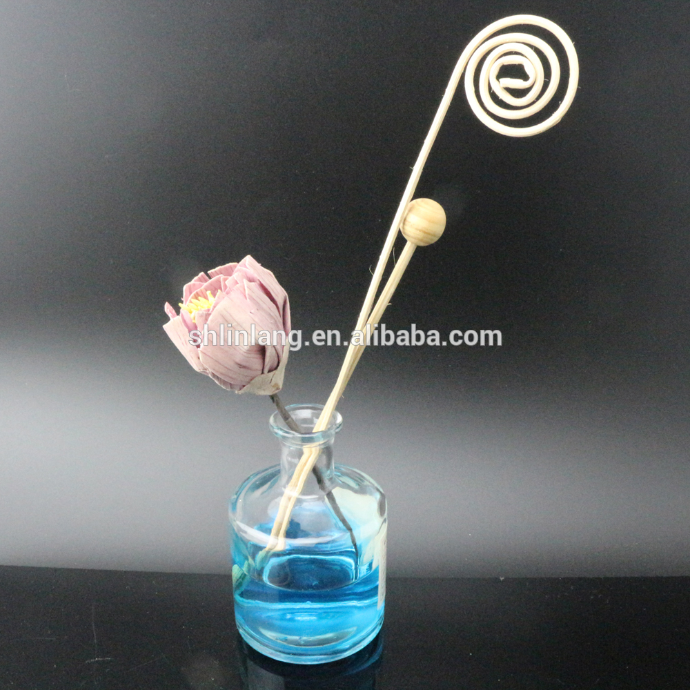 shanghai linlang 100ml 200ml blue colored glass aroma reed diffuser bottles for home decoration