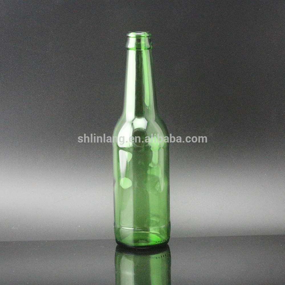 Shanghai Linlang wholesale Standard Crown finish 330ml green beer bottles