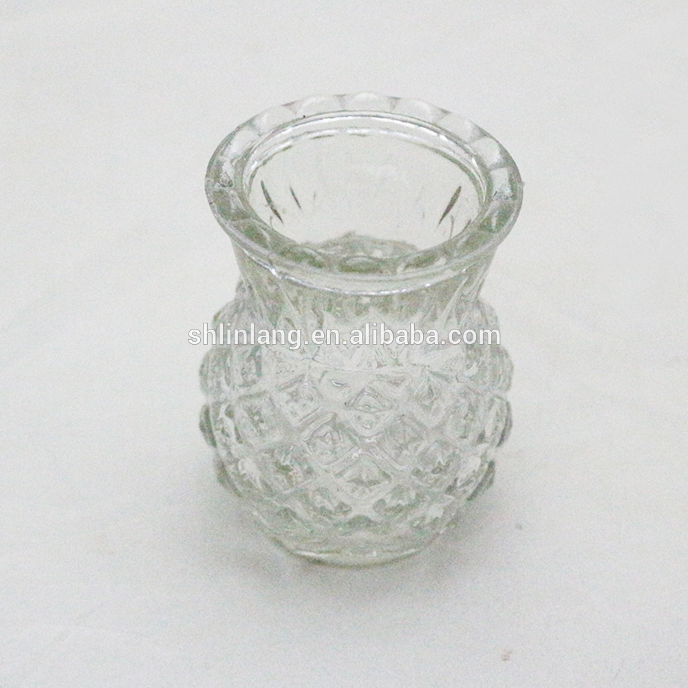 pineapple shaped engraved glass candle holder