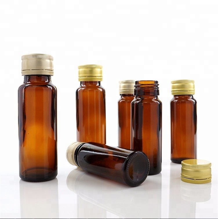 30ml 50ml 100ml Pharma oraaliliuos pullo Custom Lasimassat Amber Pyöreä Pullo alumiinitulpalla lääketieteen siirappi