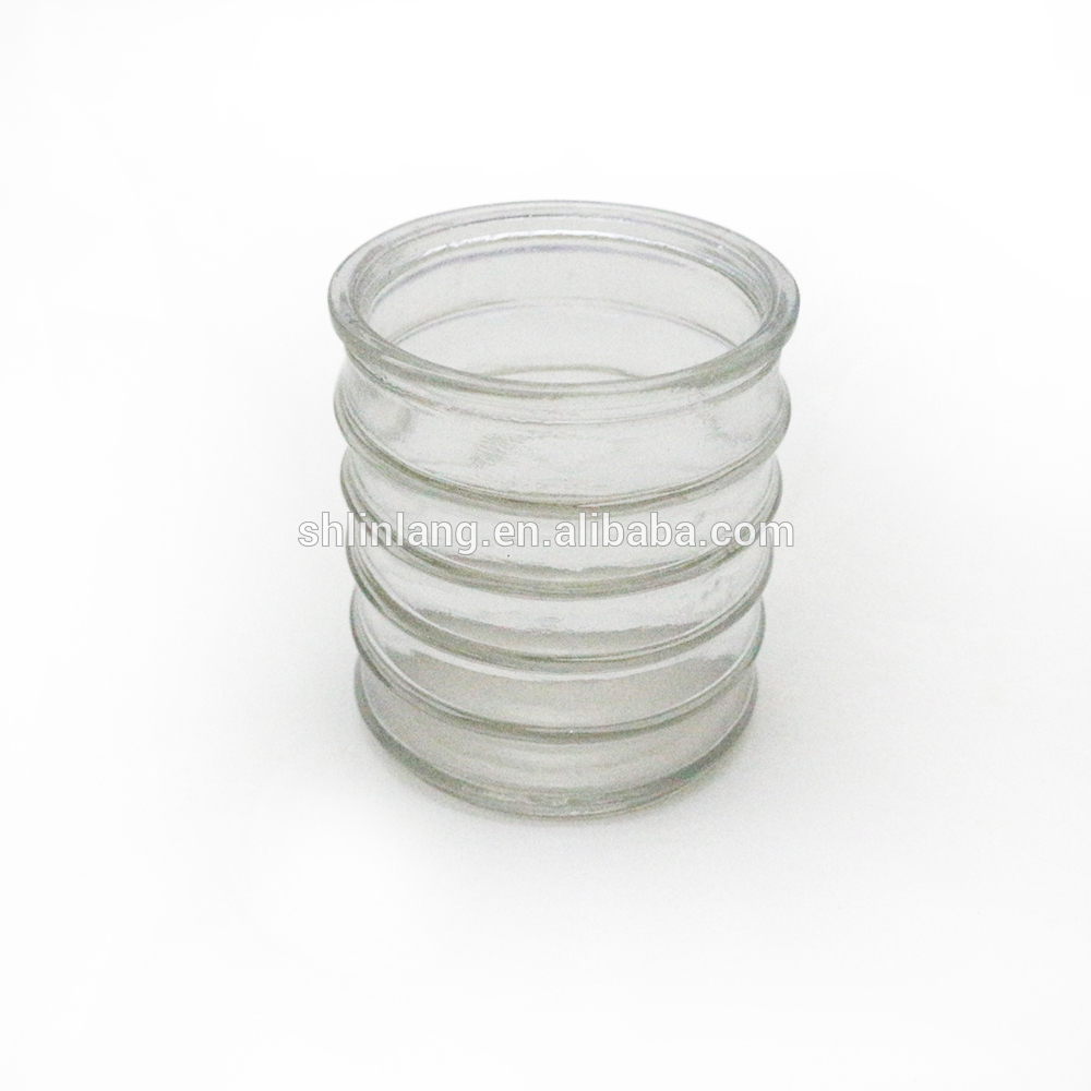 Hot sale Glass Tealight Candle Holder - machine blown round decorated glass light holder – Linlang