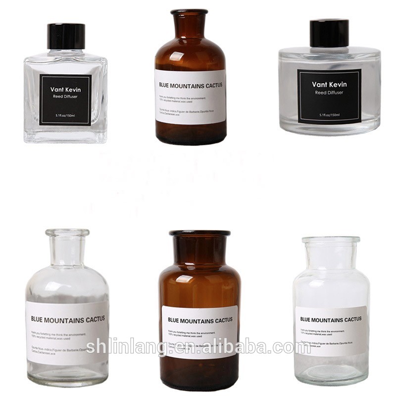 Hot sale Factory 1l Plastic Laboratory Bottles For Reagents - Glass material 500ml 200ml 150ml 120ml 50ml round  fragrance reed diffuser oil refills 4oz 100ml square – Linlang