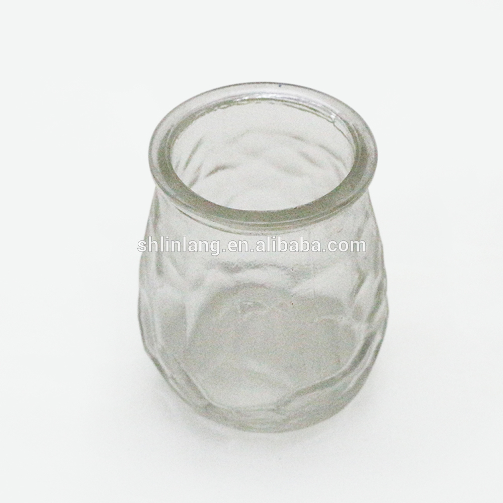 Satış üçün naxışlı ilə Wholesale Clear Round Candle Glass Jar