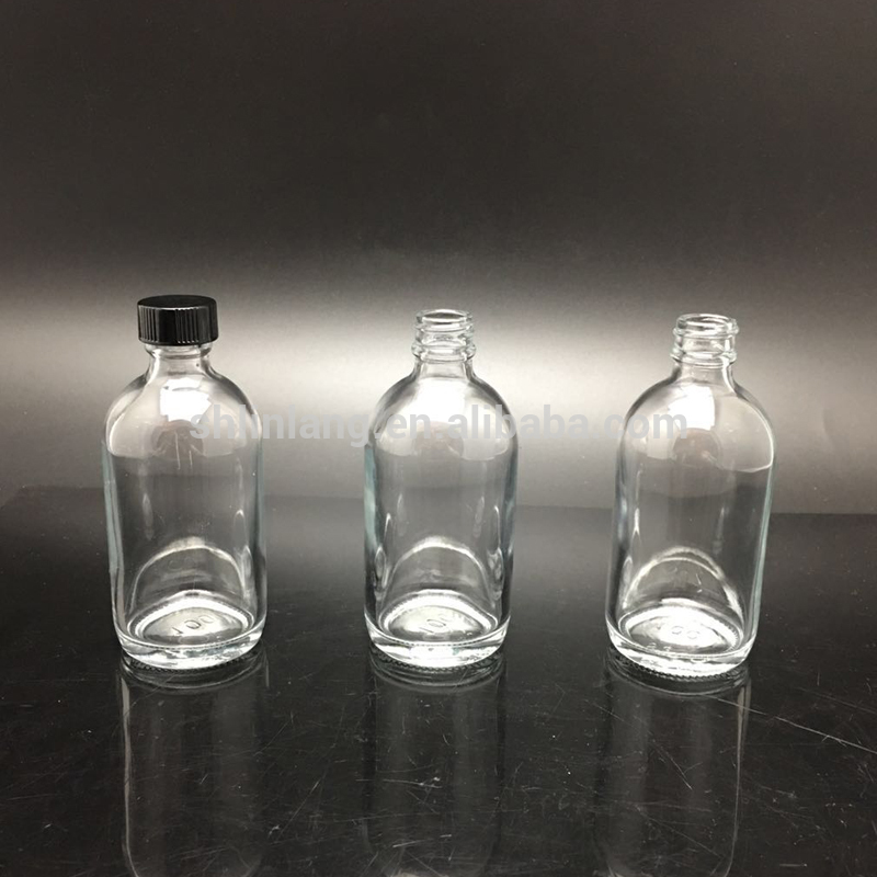Velkoobchod Výrobce 100 ml silice láhev jasný boston kulaté skleněné láhve
