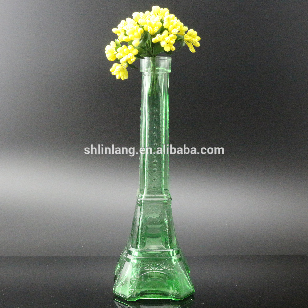 Wholesale Clear green Color glass Eiffel Tower Vase For Decoration