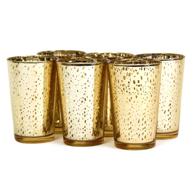 Linlang Wholesale 4 mirefy Tall voady Holder Mercury Mercury Silver Gold Glass Candle Holder