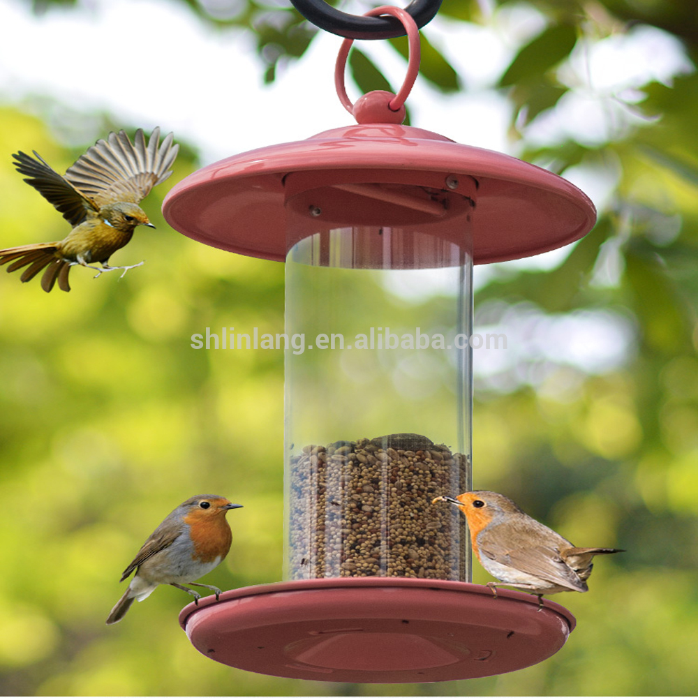 وعاء تخزين الطعام ونوع المغذي الصديق للبيئة ميزة تغذية الطيور المعلقة مع الملحقات العتيقة