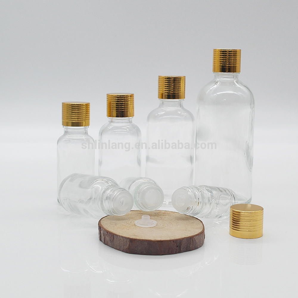 transparent essential oil bottle with tamper proof cap