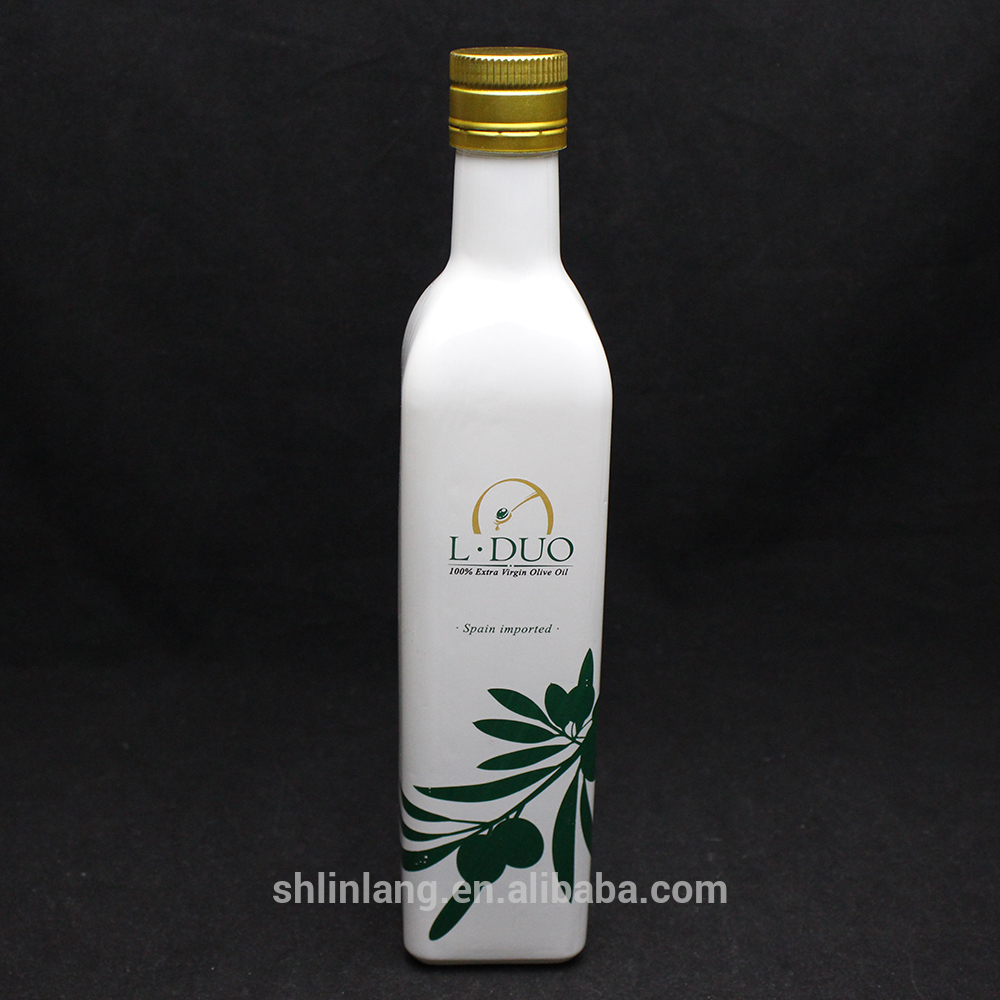 Shanghai linlang top grade colour spray olive oil glass bottle