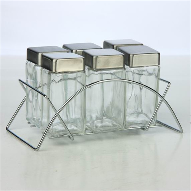 Linlang shanghai factory glassware products stainless steel spice jar set