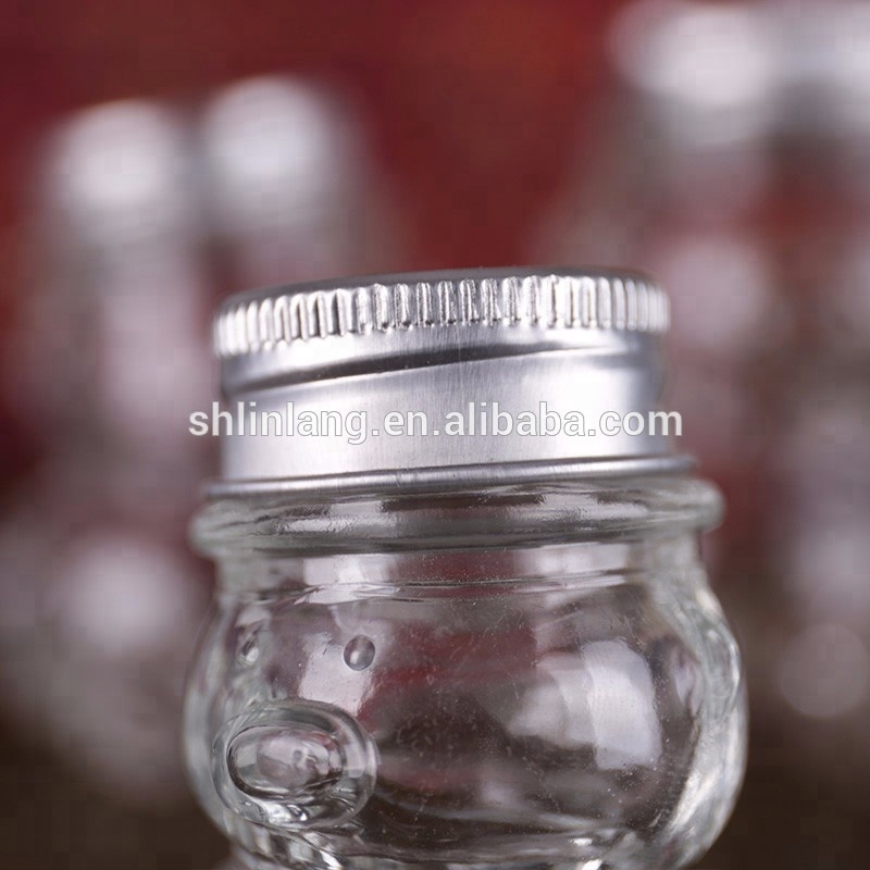 9 унцый Мёд Мядзведзь Shaped Candy Glass Jar Шкляная бутэлька з чорным белага золата металічнай вечкам 8oz 6oz 5oz 4oz 3oz 2oz