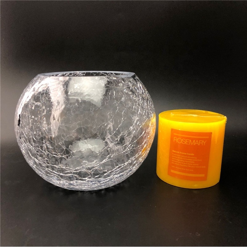 Шанхай Linlang едро рециклирано стъкло Свещ за употреба Clear Кръгла Crackle Стъкло Свещ за употреба