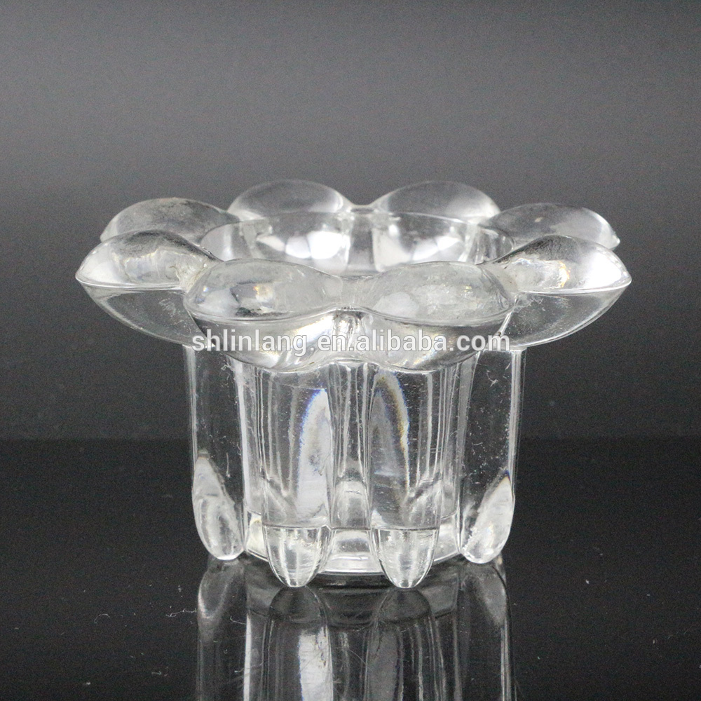 Clear Glasses Lotus Shape Beautiful Glass Candle holder