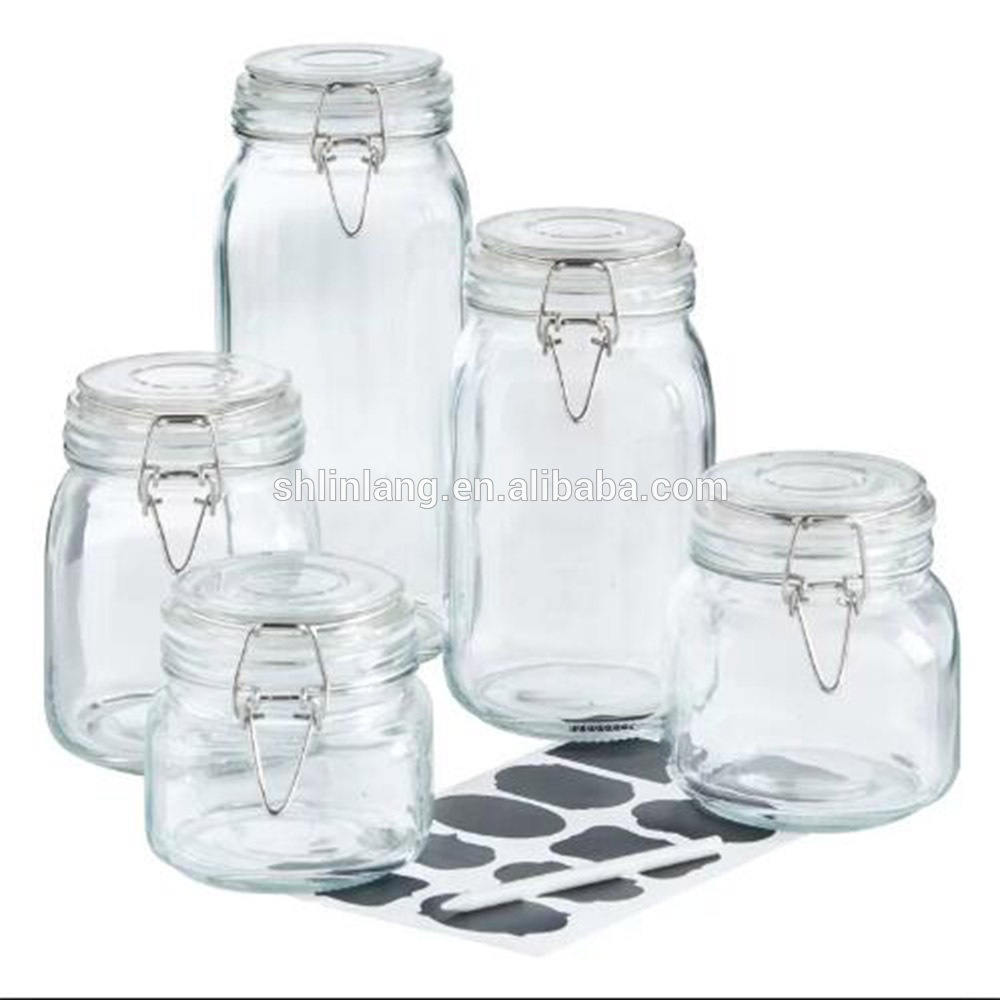 Linlang Shanghai Factory Direct sale glassware products clip top glass jar