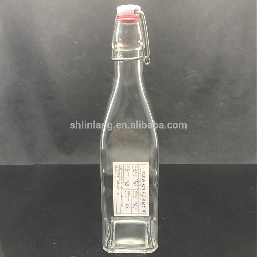 Shanghai Linlang Wholesale Square Glass Kombucha Biyer Home zamanin] aular kwalban Easy Cap lilo saman