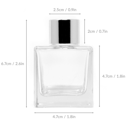 Square Cube Reed Diffuser Bottles 100ml Silver Cap Free Reeds reed diffuser bottle cap