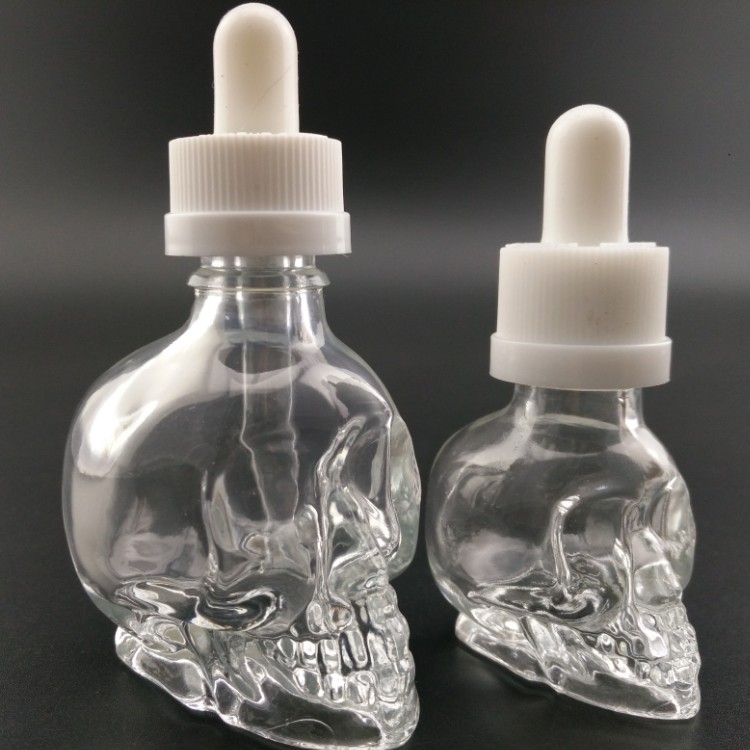 OEM/ODM Factory Food Grade Glass Bottles - 15ML 30ML 1oz Skull Glass Dropper Bottle Liquid Fragrance Perfumes Container With Child Proof Dropper – Linlang