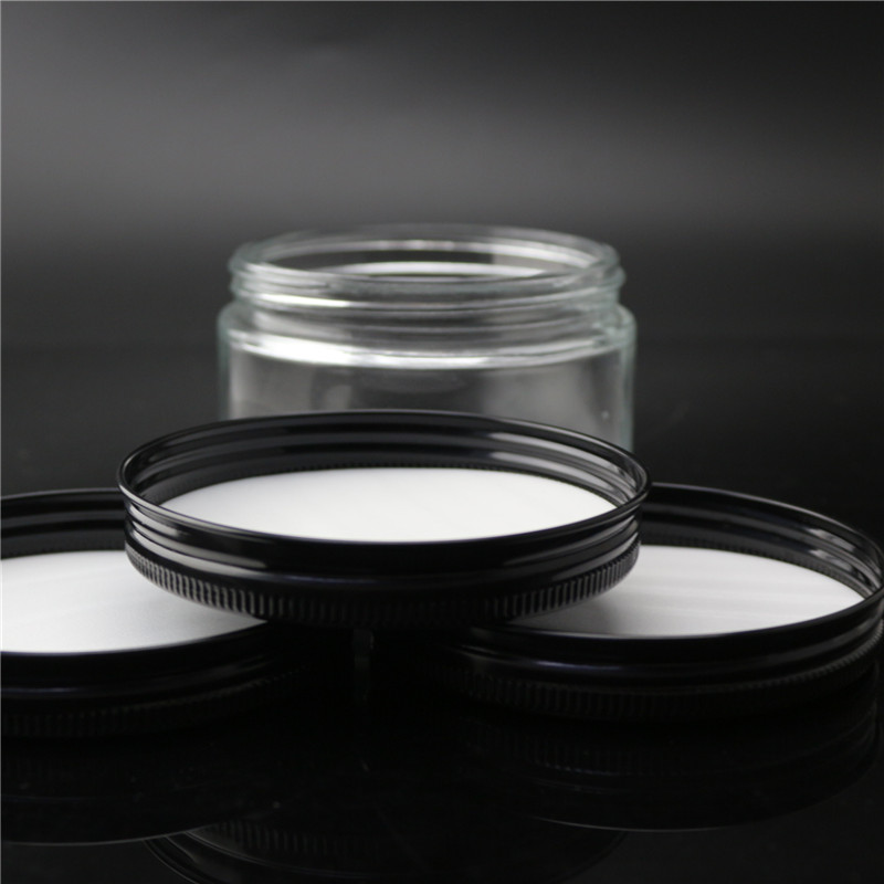 New aluminium cap jar  direct sale good end glass jar with black lid 250ml
