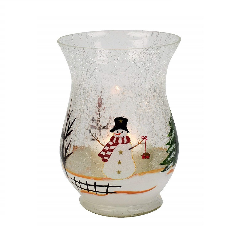 Shanghai Linlang Gruthannel Christmas Decorating Crackle Glass Hurricane Candle Holder