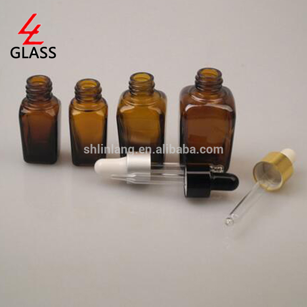 professional factory for Essential Oil Bottle Packaging - square amber glass bottle for essential oil or pill – Linlang
