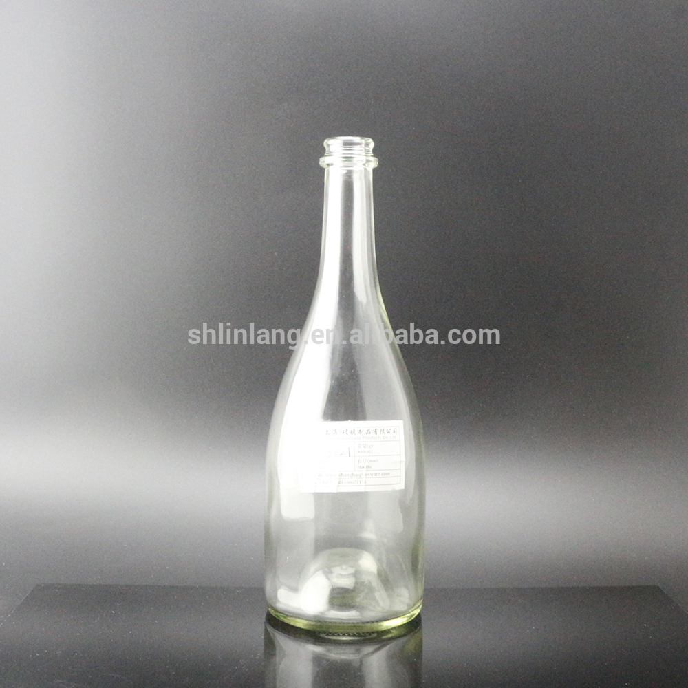 Shanghai Linlang wholesale factory price big belly clear glass champagne bottle
