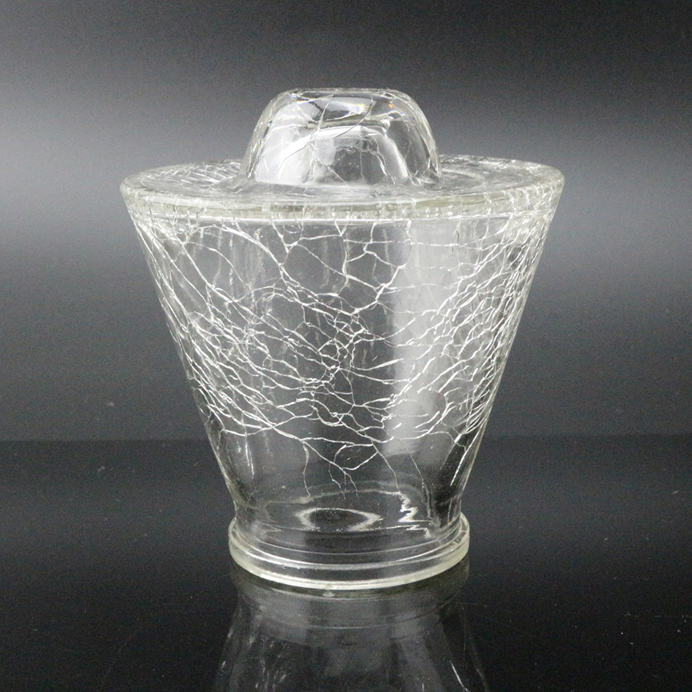 Tampa de lâmpada de vidro em formato de cone com textura rachada