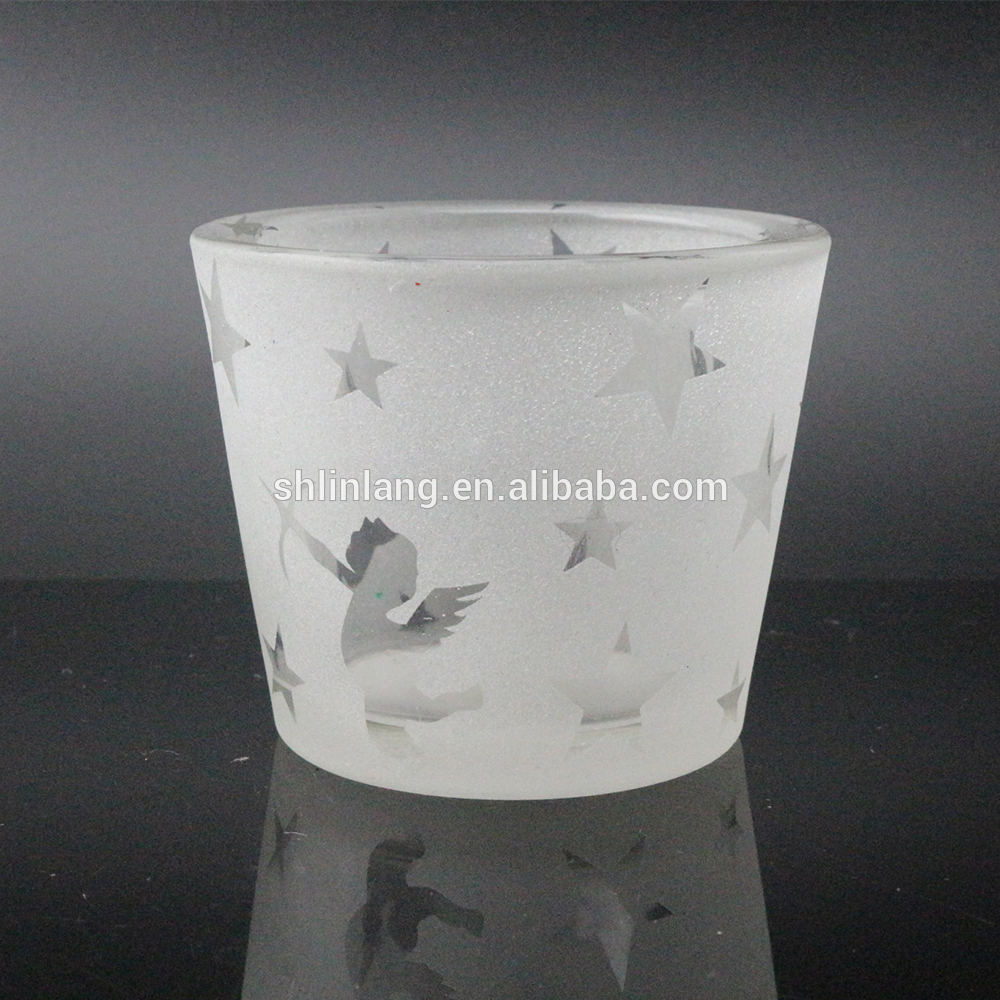 Wholesale Price China Amber Beer Glass Bottles - frosted white glass candle holder with star pattern – Linlang