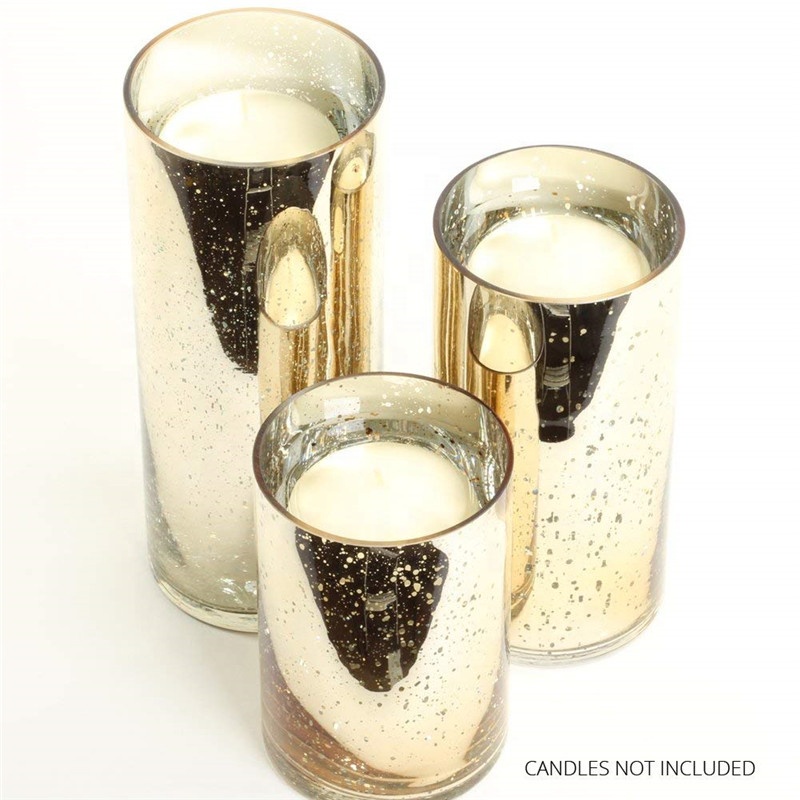 2018 Linlang Slàn-reic Gold Mercury siolandair Glass Candle Holder Glass siolandair bhàsaichean agus coinnlean airson Flowers