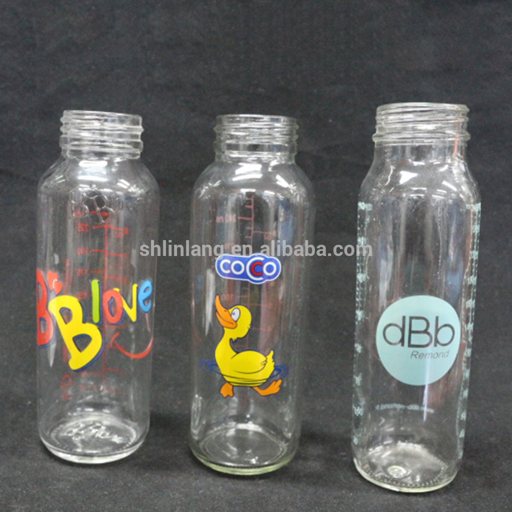 Shanghai Linlang Ražotājs vairumtirdzniecība pasūtījuma OEM stikla barošanas pudele mazulim