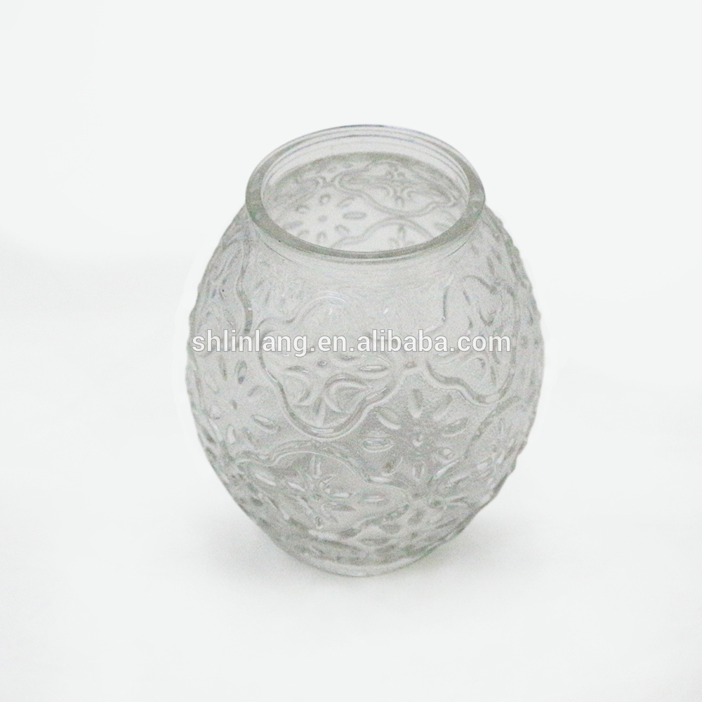Factory Cheap Clear Tall Glass Tealight - 500ml 18oz engraved votive decorative glass candle jar holder – Linlang