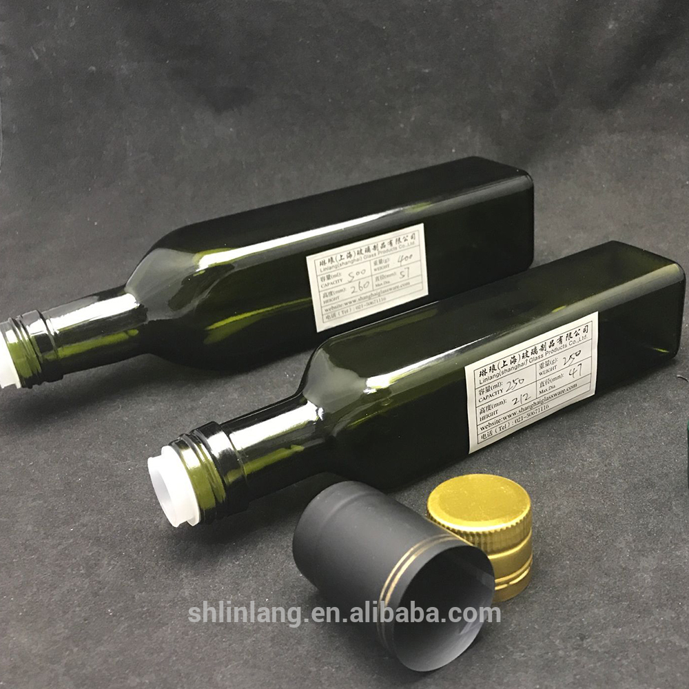 Shanghai Linlang botella de aceite de 500 ml de color verde oscuro Marasca oliva