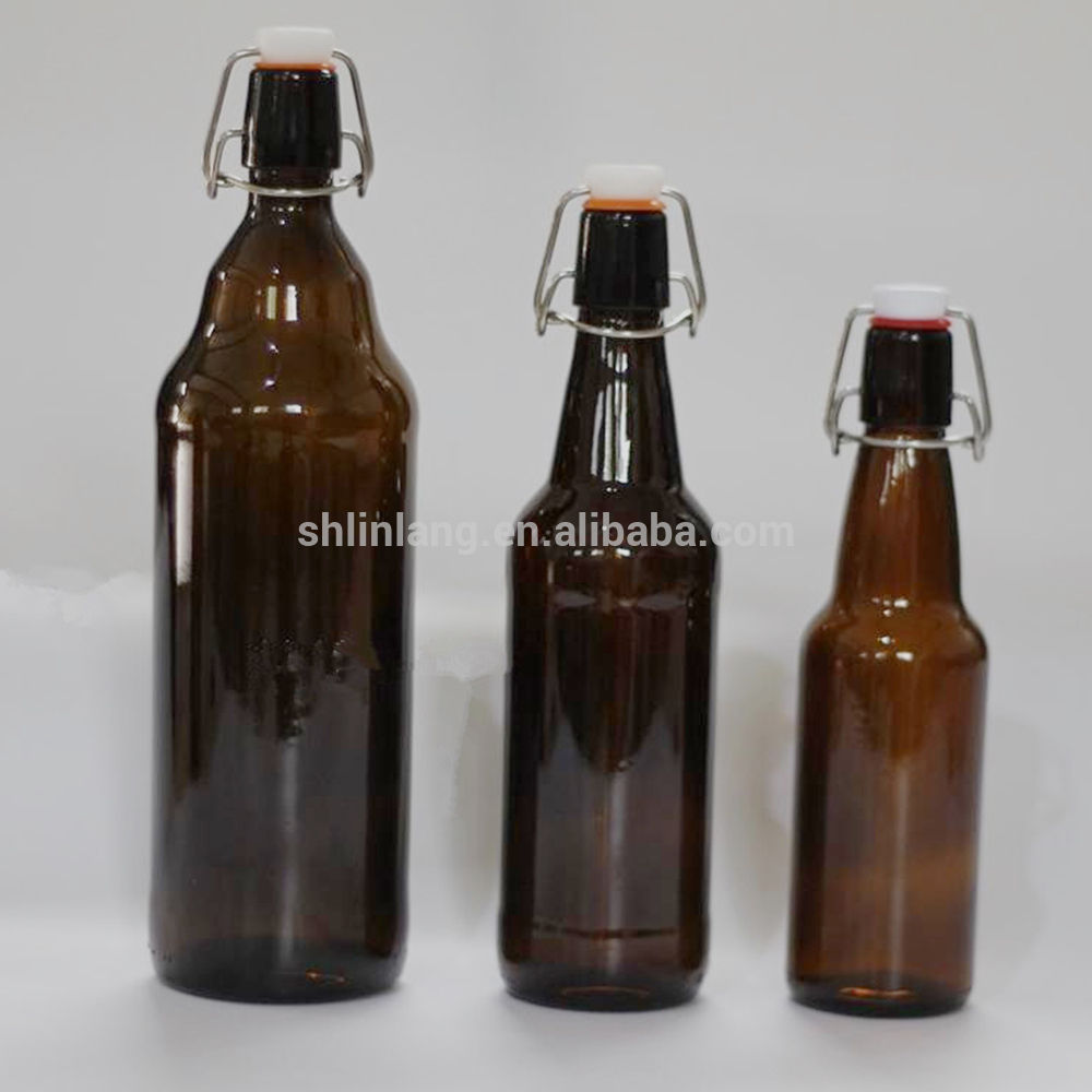 ámbar por mayor botellas de fabricación de la cerveza Shanghai Linlang