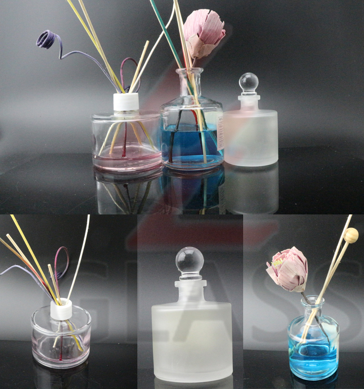 Glass material clear 200ml 150ml 120ml 100ml 50ml round reed diffuser glass bottle wholesale with sticks
