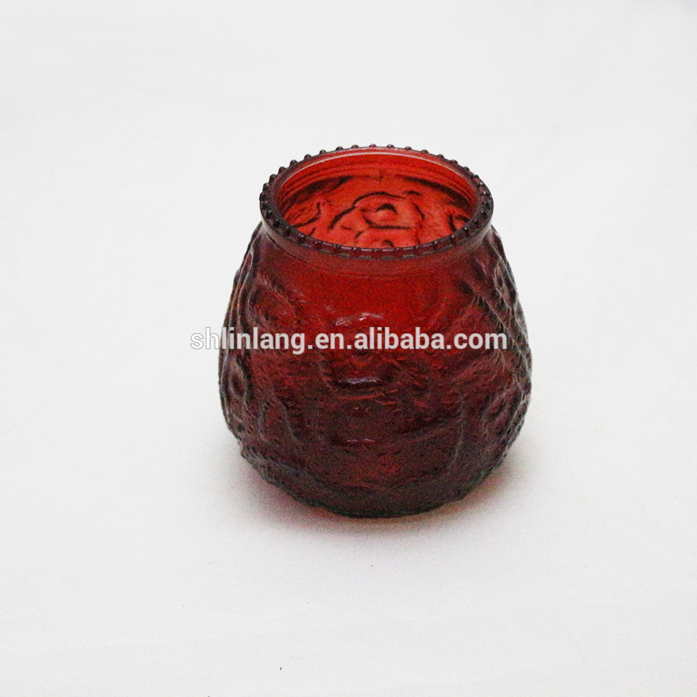 Factory Promotional Glass Perfume Diffuser Bottle - red color glass candle holder – Linlang