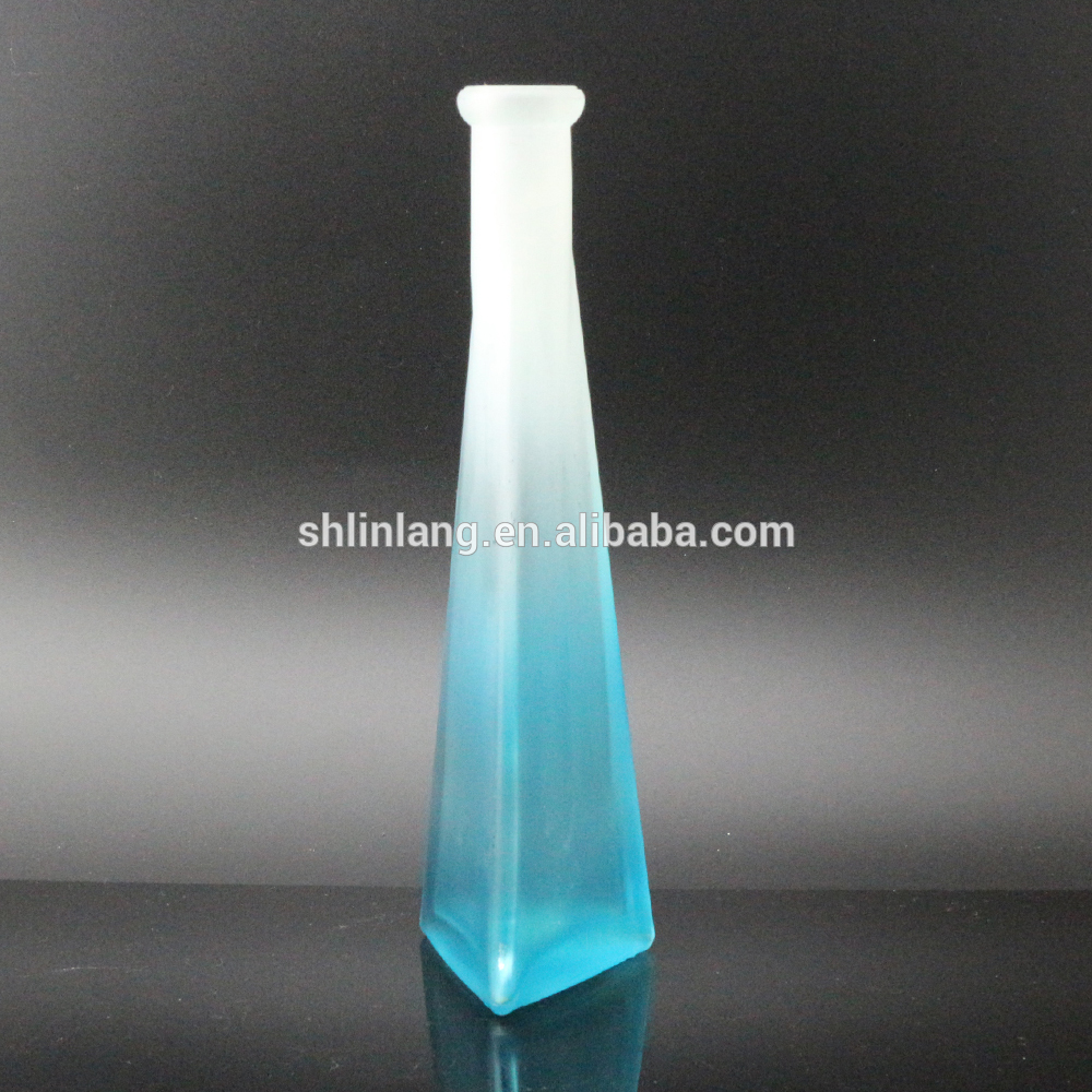 Triangular bottom frosted glass vase for house decoration