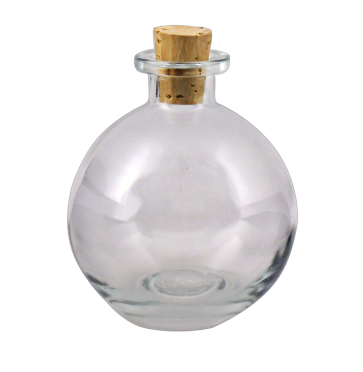 8.5 oz Spherical Round Glass Bottle with Natural Cork Glass or T-Bar Stopper 250 ml