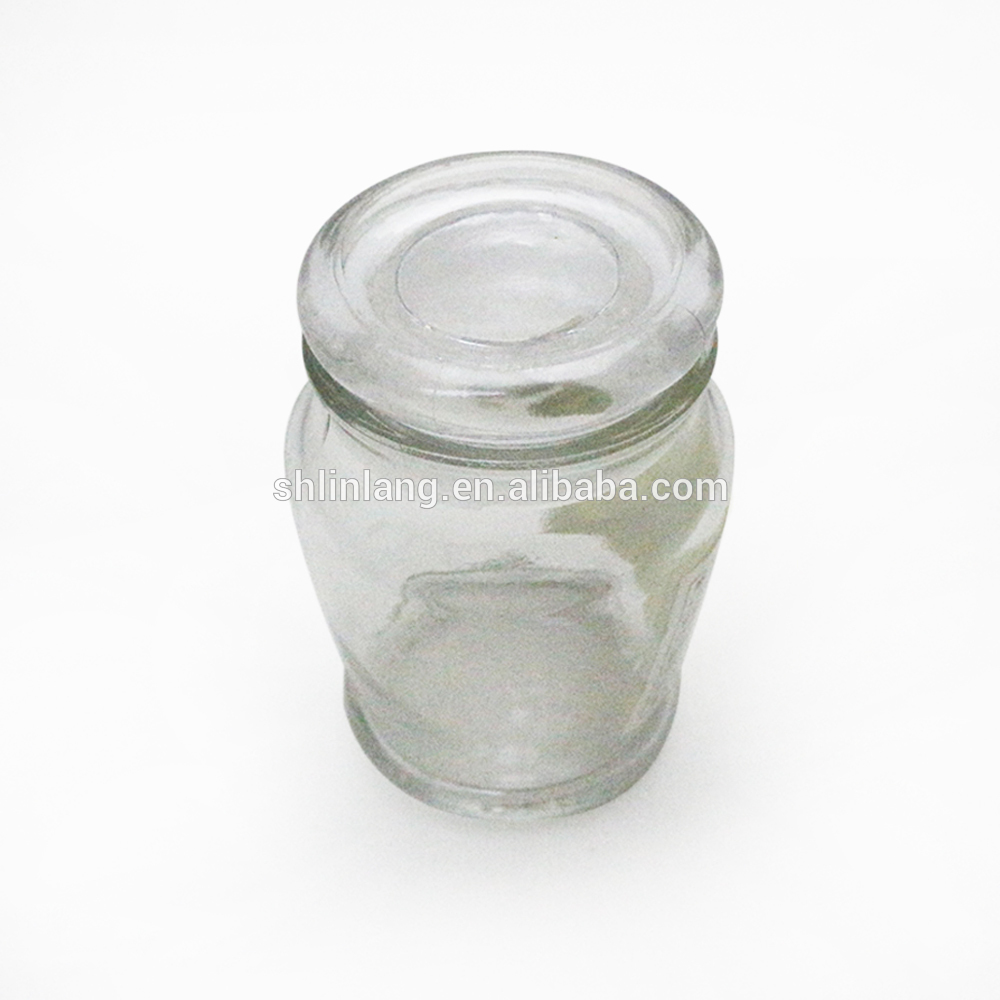 Linglang direct sell clear round glass candle holder with lids