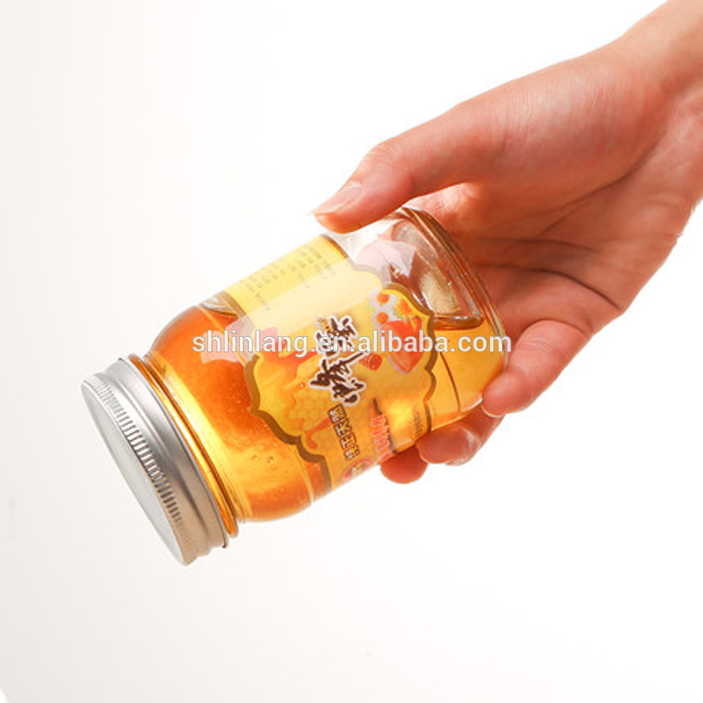 Factory selling Round Glass Juice Bottle - shanghai Wholesale Machine Made Transparent Popular Unique Empty Preserving Honey Jars – Linlang