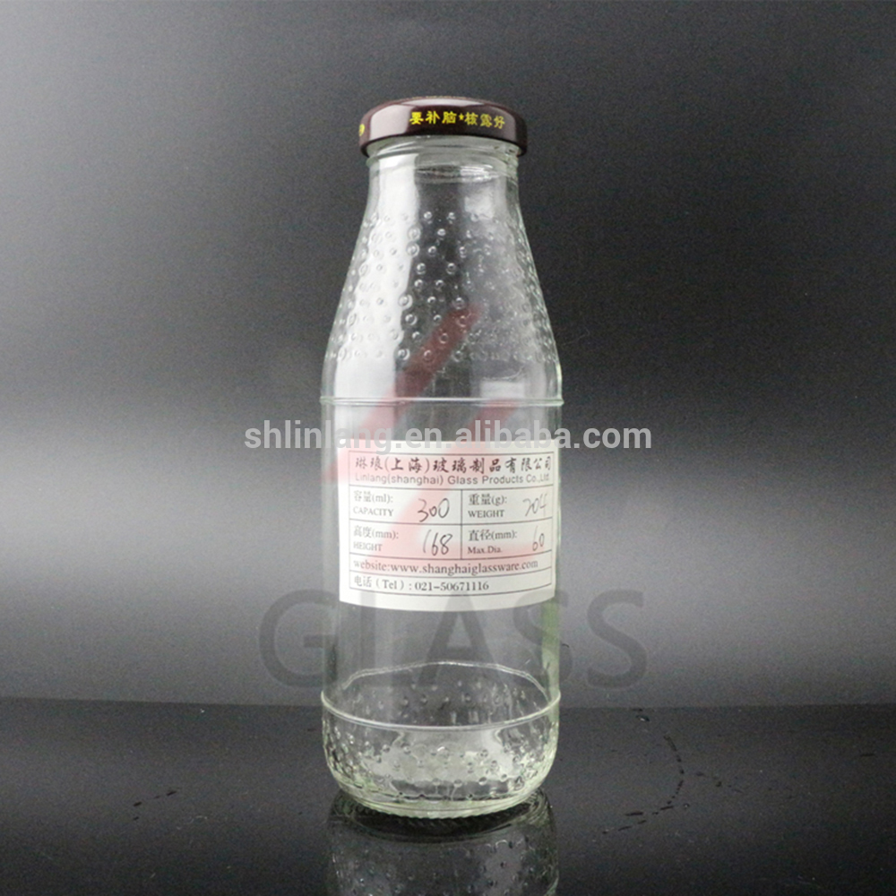 glass juice bottle with engraving logo 300ml