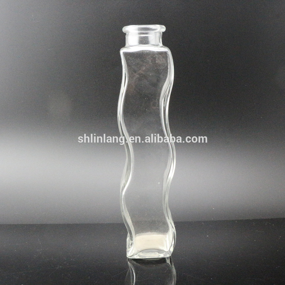 Big Discount Frosted Vodka Glass Bottle - Water wave shape glass vase for house decoration – Linlang