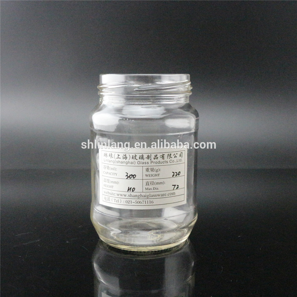 Linlang factory hot sale glass products glass jar with metal lid 300ml