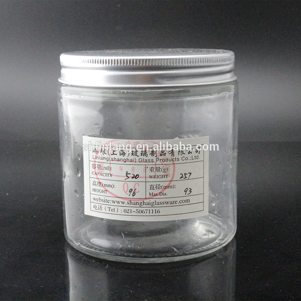 Linlang Shanghai Factory Direct sale clear glass jar with lid aluminium lid