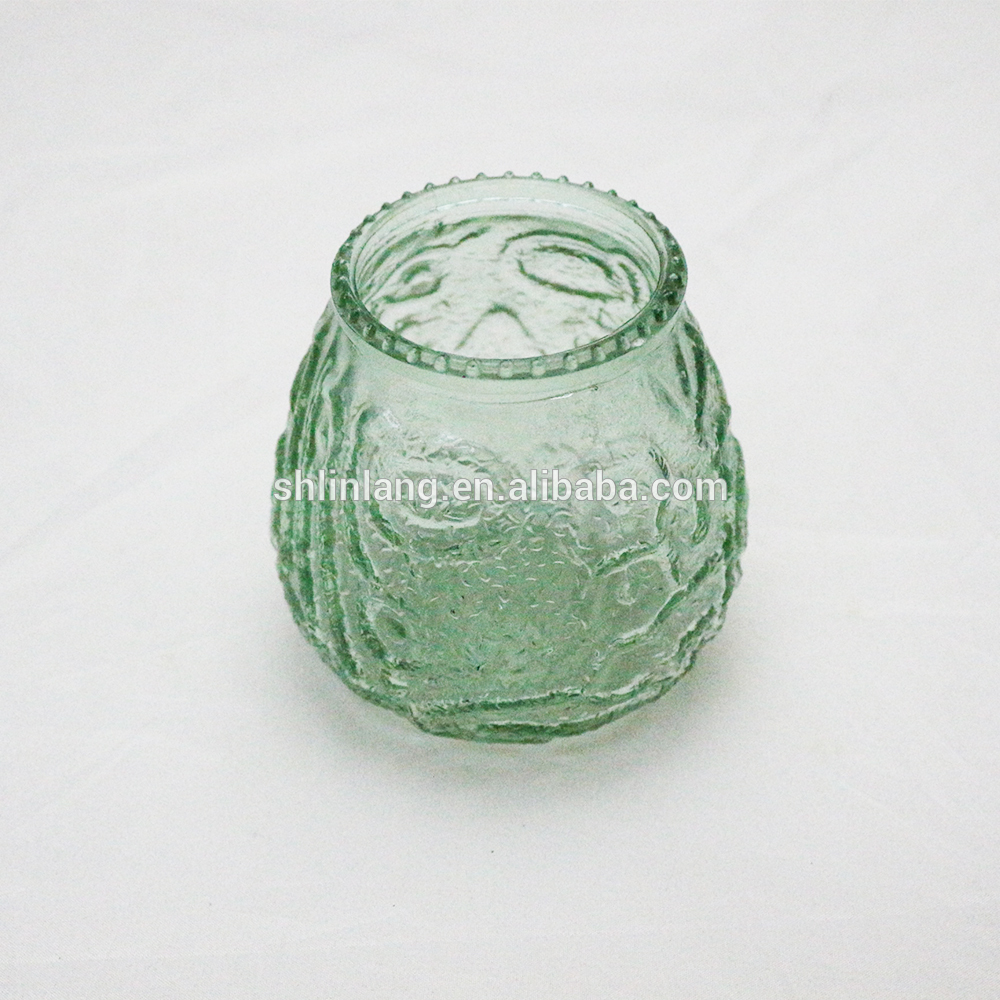 Hot sale Wide Mouth Clear Mini Honey Glass Canning Bottle - hot selling pear shaped green color glass candle holder – Linlang