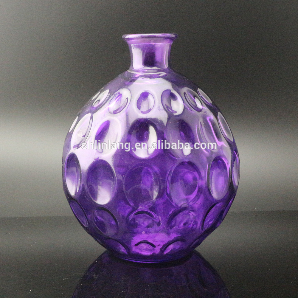 Linlang Shanghai anpassade glas vas unik form Violet färgad Glass Vase för heminredning